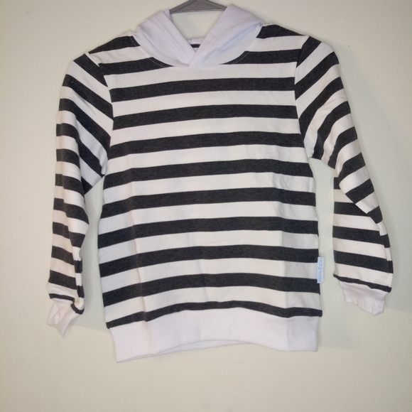 Kids charcoal gray and white striped Hoodie - Picture 3 of 9